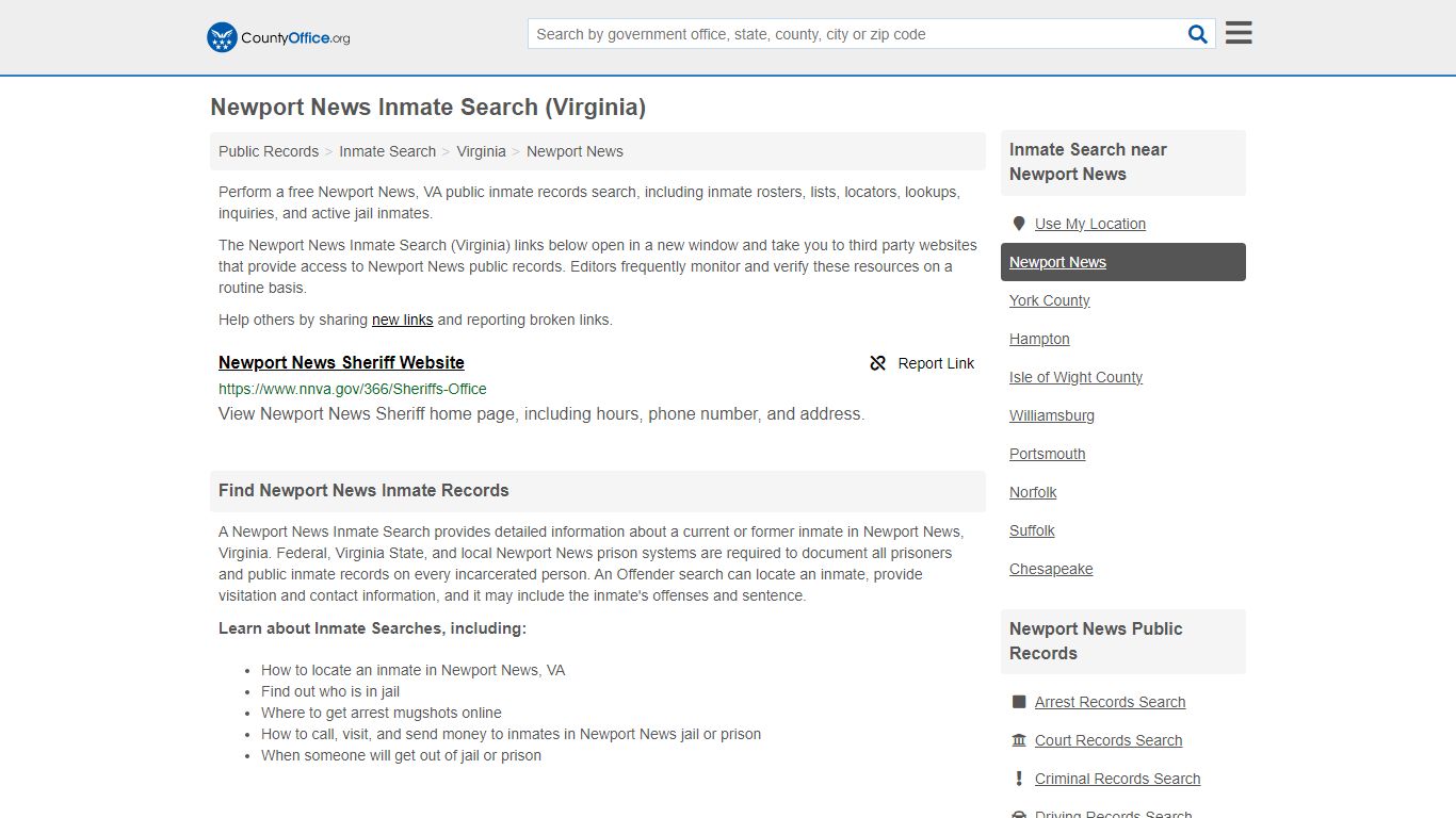 Inmate Search - Newport News, VA (Inmate Rosters & Locators)